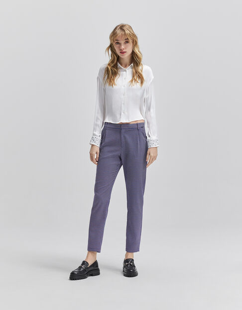Women’s white LENZING™ ECOVERO™ trousers with optic print - IKKS