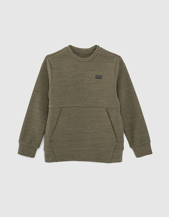 Boys’ khaki Essential organic cotton fleece sweatshirt