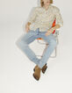 Aqua SLIM overhemd Libertystof gele bloemetjes Heren-6