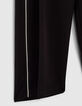 Pantalón negro ancho con pliegue y tiras laterales niña-6
