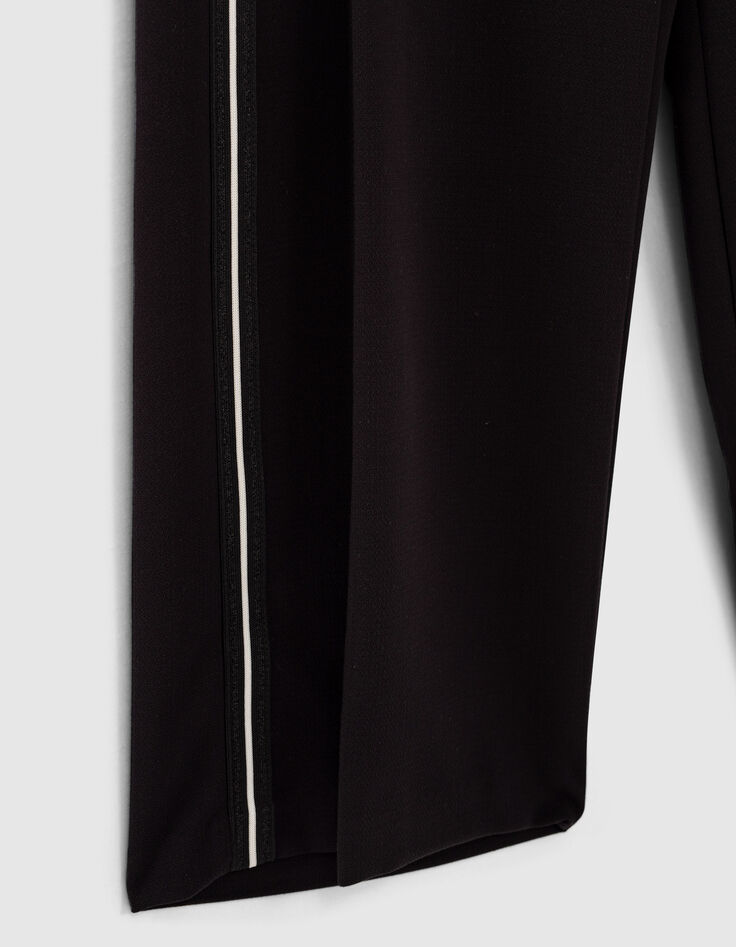 Pantalón negro ancho con pliegue y tiras laterales niña-6 Pantalón negro ancho con pliegue y tiras laterales niña-6