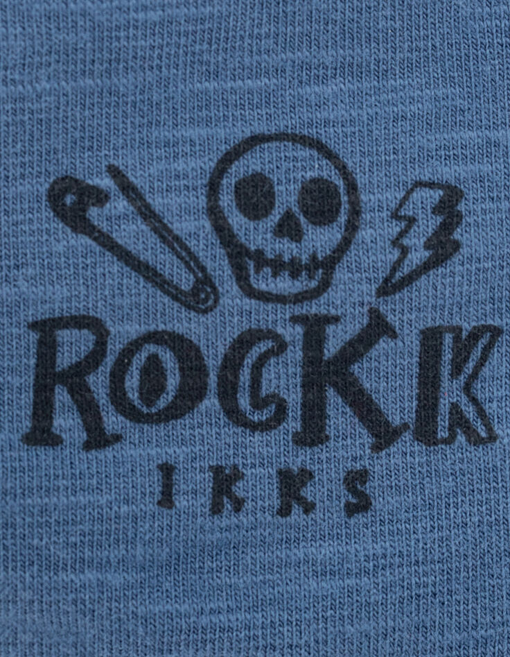 Blaues Babylätzchen aus Biobaumwolle mit Rocker-Print-3