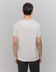 T-shirt gris chin&eacute; clair upcycl&eacute; print message Homme-3