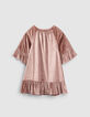 Robe bois de rose en panne de velours fille-3