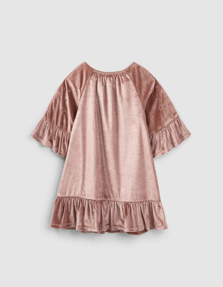 Robe bois de rose en panne de velours fille-3