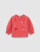 Sudadera rojo bimaterial estampado espalda bebé niña-1