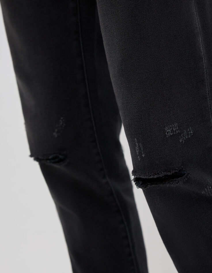 Men’s charcoal SLIM jeans with distressed patches-4