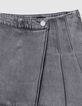 Short skirt in grey pleated denim for girls-2