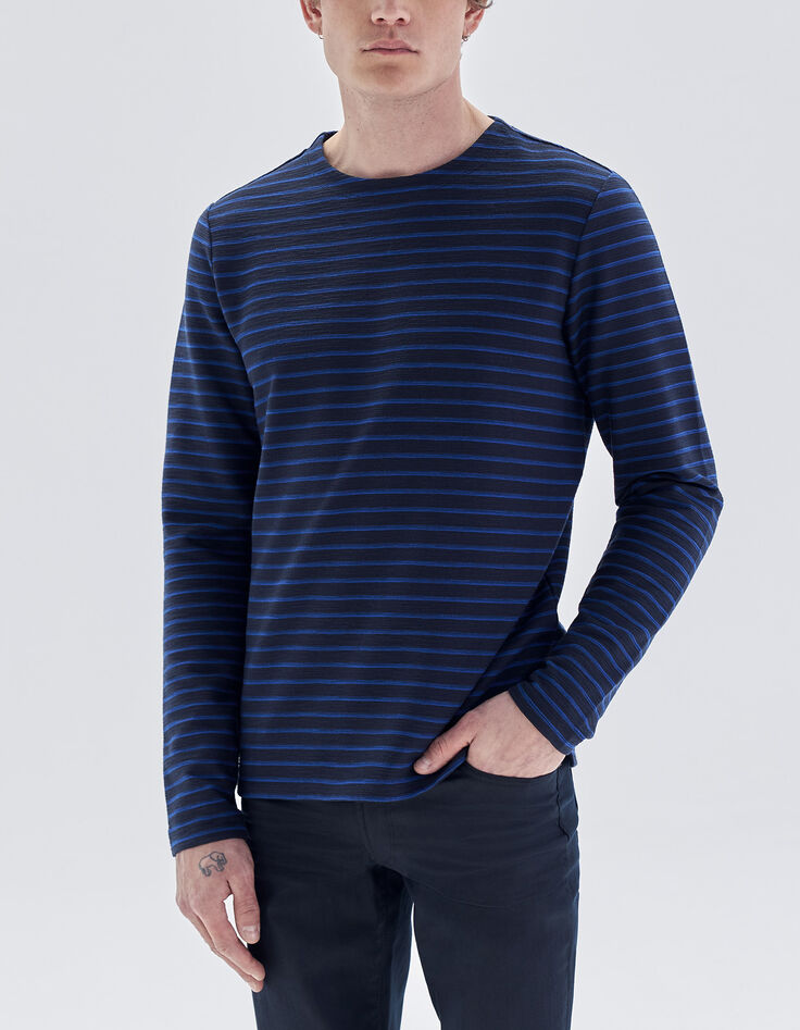 Men's navy t-shirt with blue stripes-1