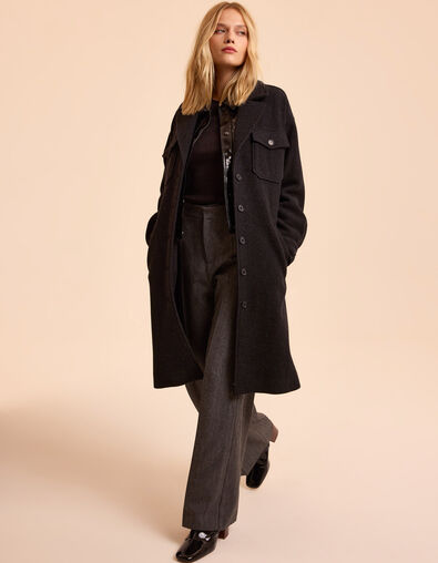 Manteau long gris esprit surchemise I.Code