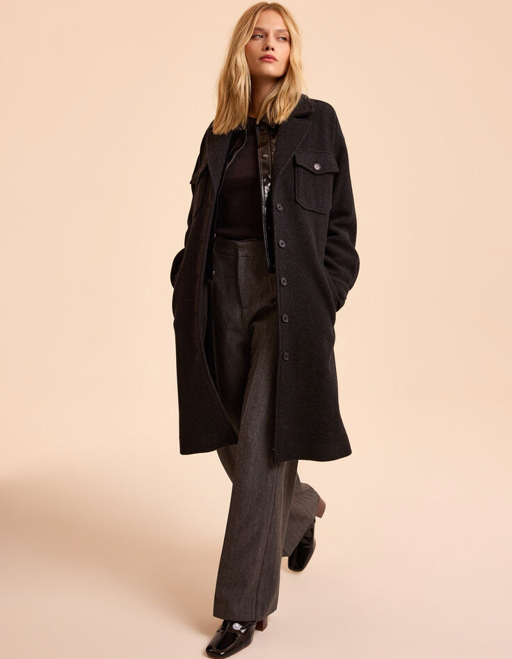 Manteau long gris esprit surchemise I.Code-1