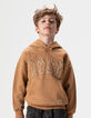 Camelbraunes Jungen-Kapuzensweatshirt Maxi-Schriftzug-2