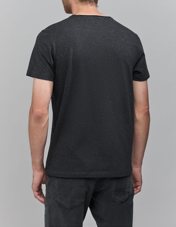 Gestreept antraciet heren-T-shirt met boodschap-2