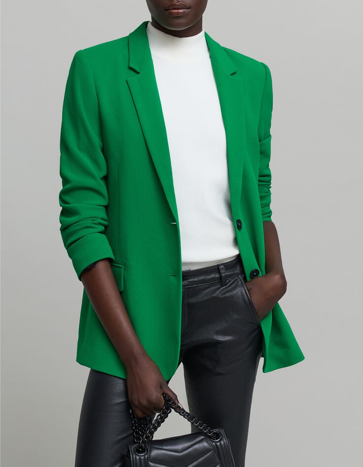 Veste de costume verte polyester recycl&eacute; Femme-3