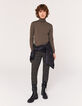 Pull col roulé kaki bijoux esprit militaire femme-4