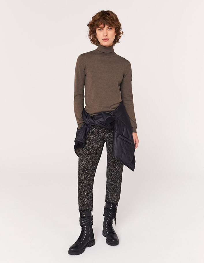 Jersey cuello vuelto caqui joyas estilo militar mujer-4