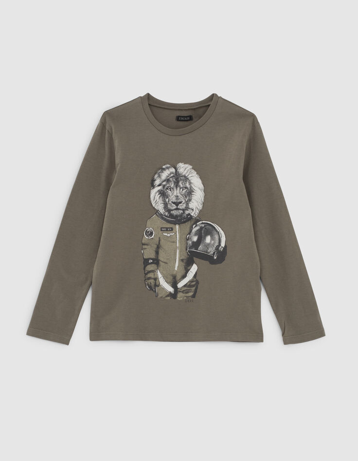 Khaki Jungenshirt mit Astronauten-L&ouml;we -1