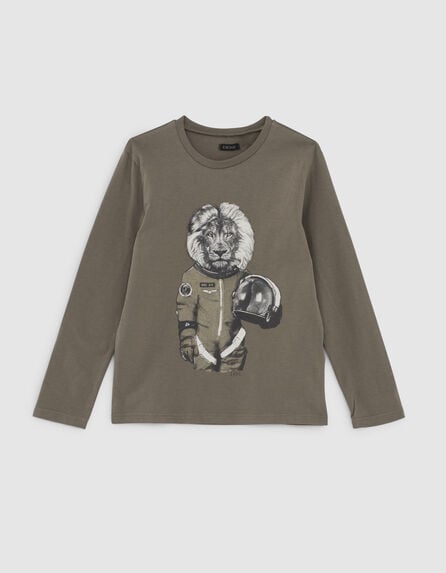 Khaki Jungenshirt mit Astronauten-Löwe 