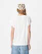 Tee-shirt col rond blanc visuel piments et messages Femme-3