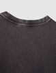 T-shirt gris visuel rock avec clous fille-6
