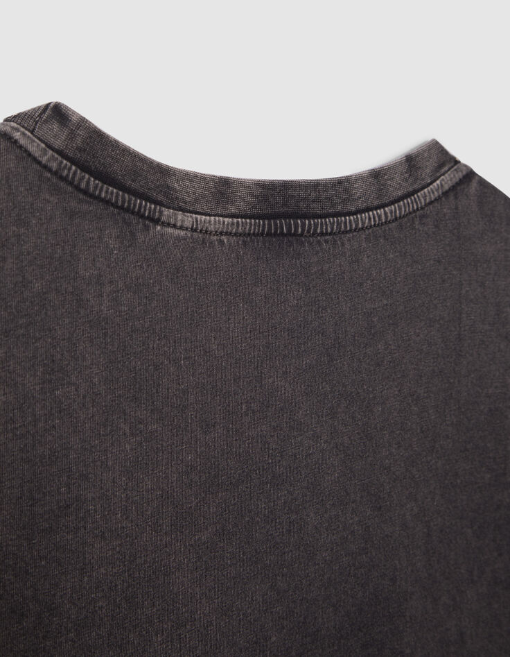 T-shirt gris visuel rock avec clous fille-6