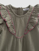 Baby girl khaki dress with palm print headband-4
