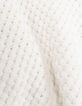 Pull blanc coton bio tricot fantaisie relief fille-8