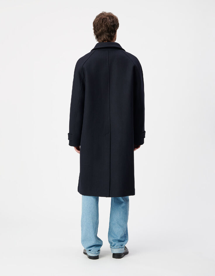 Men's navy blue long coat-3