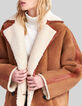 Women’s cognac Canadian-style shearling leather coat-6