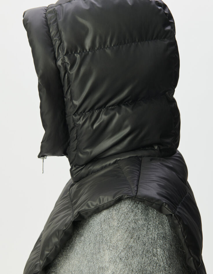 Capuche doudoune noire nylon matelassé Femme-4 Capuche doudoune noire nylon matelassé Femme-4