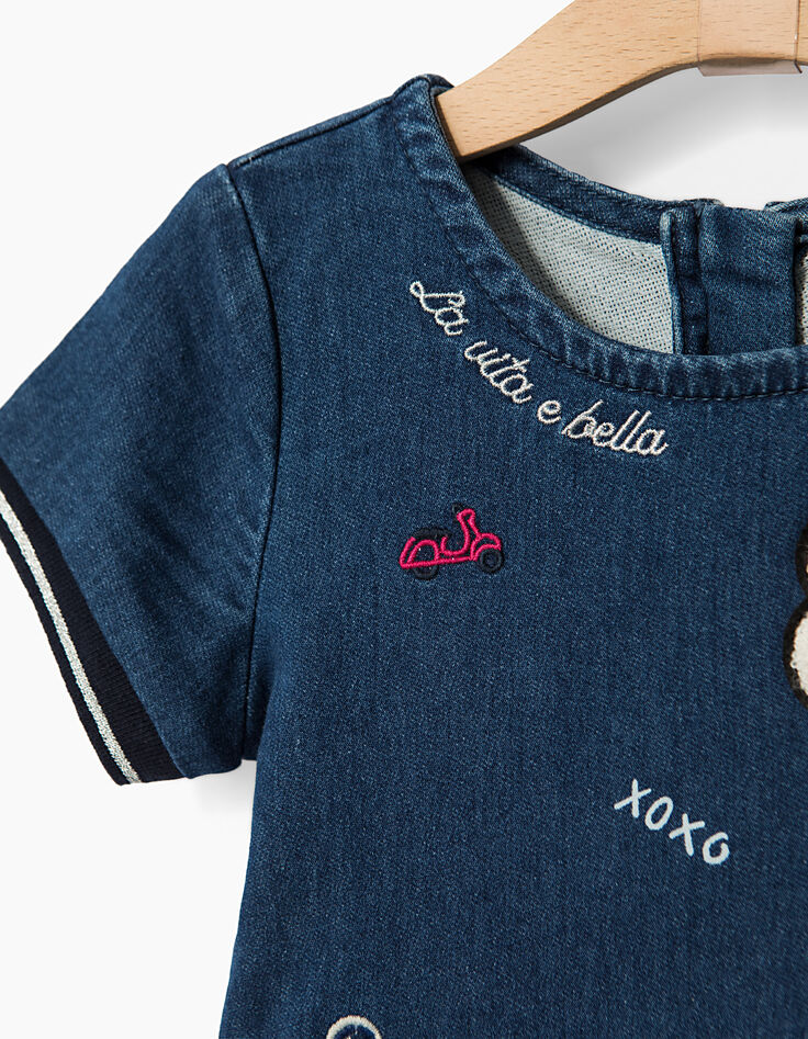 Robe trapèze en jean, avec broderies fille-3