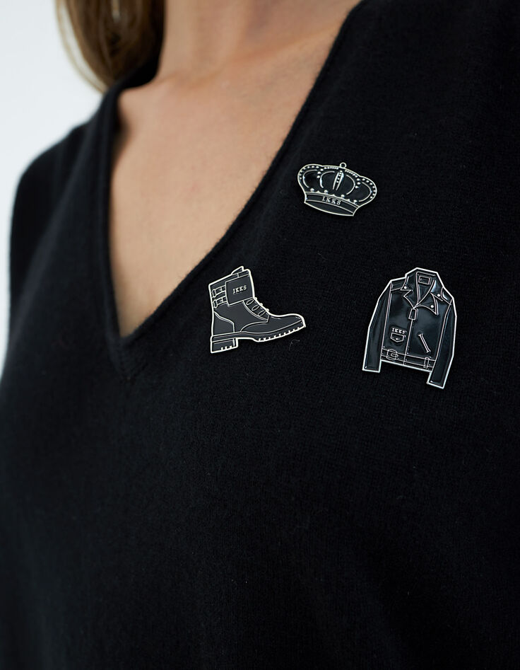 Women’s set of 3 Crown/Combat Boots/Biker Jacket brooches-5