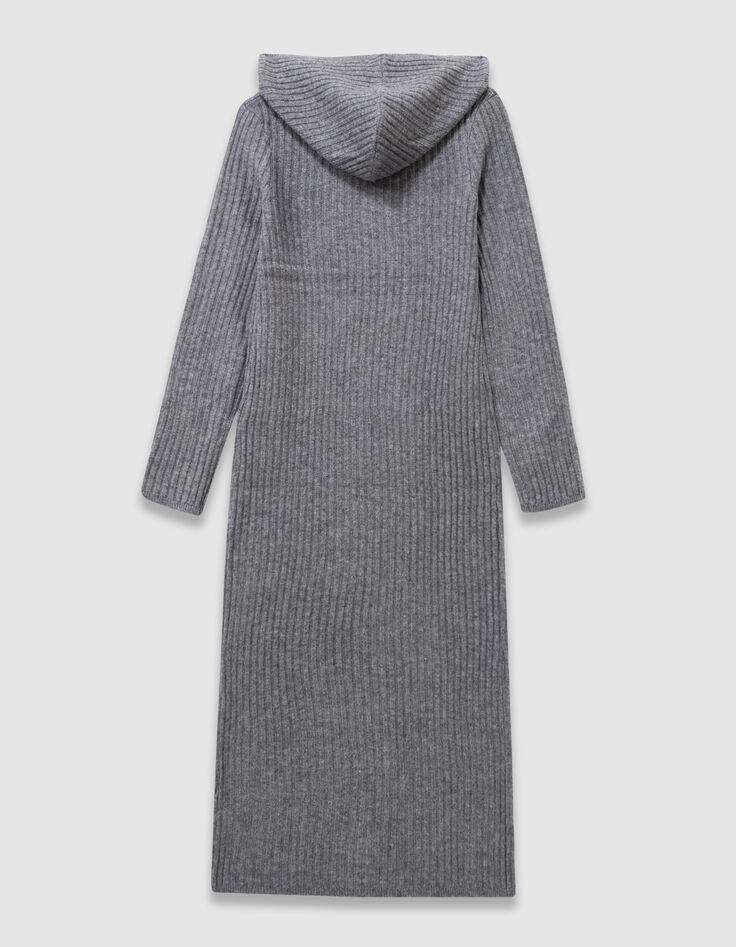 Vestido capucha gris punto acanalado niña-7