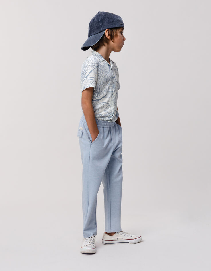 Pantalon de costume bleu maille chinée garçon-1