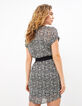 Schwarzes Kleid mit Paisleyprint und Gürtel I.Code-3