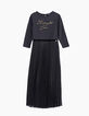 Vestido largo plisado negro bi-tejido Midnight Love niña-1