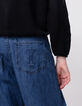 Waterless blue LARGE jeans with marked pleats for girl-2