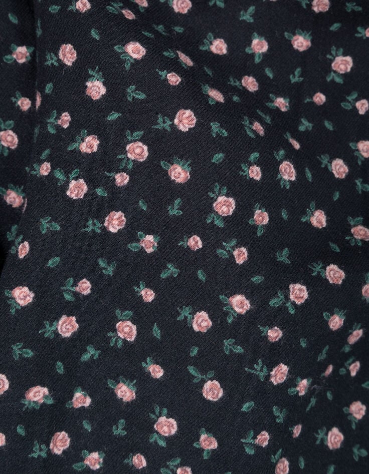 Zwarte blouse print miniroosjes meisjes-9 Zwarte blouse print miniroosjes meisjes-9