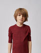 Tee-shirt rouge moyen à message et guitare dos garçon -4