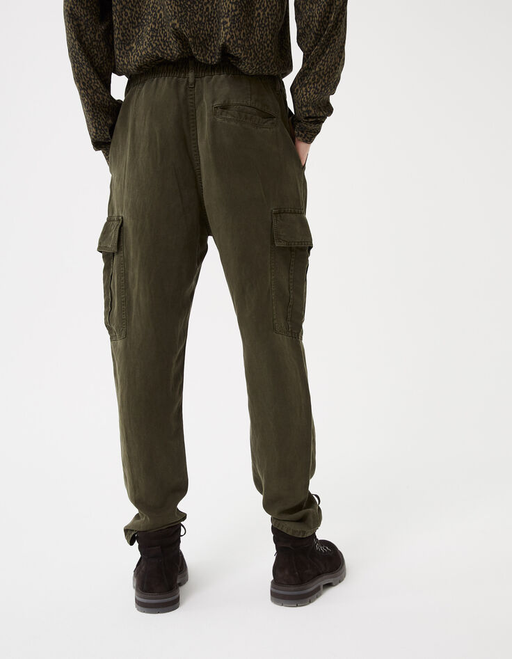 Men&rsquo;s light khaki flowing COMBAT trousers-3