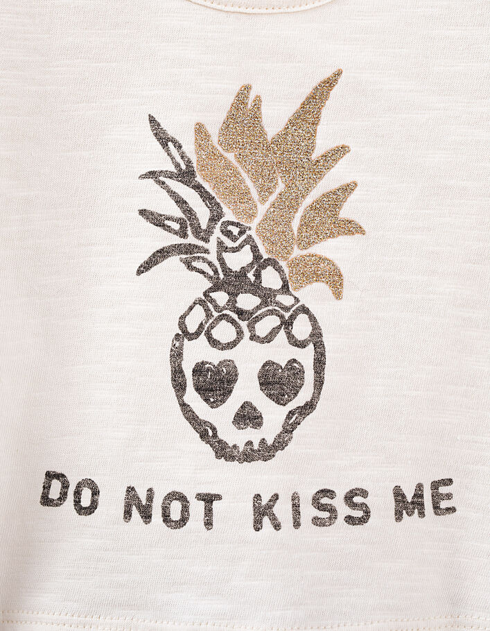 T-shirt écru tête de mort-ananas bio bébé fille - IKKS