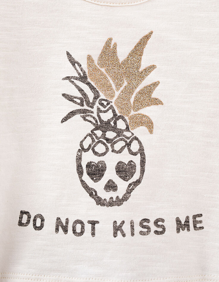 Baby girls’ ecru pineapple skull organic T-shirt-2