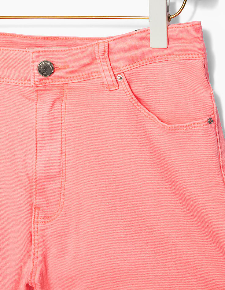 Short mom vaquero rosa flúor niña -4