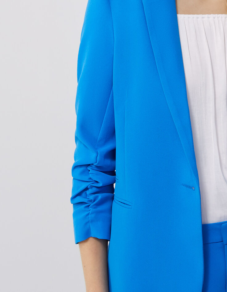 Pantalon de costume droit bleu Femme-3