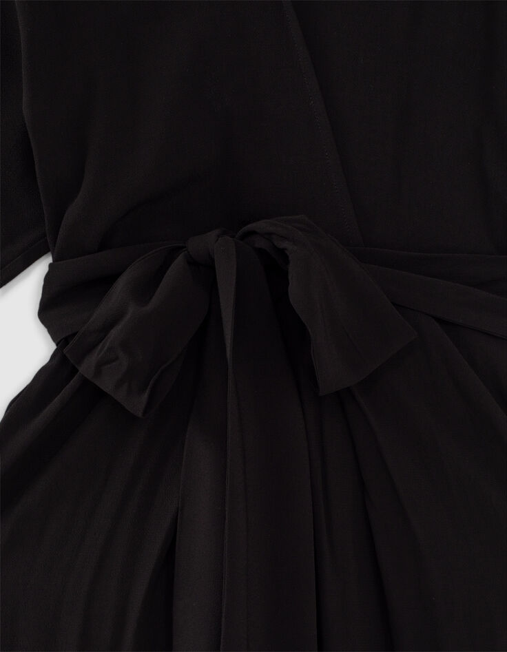 Combinaison longue en viscose noire manches kimono femme-2