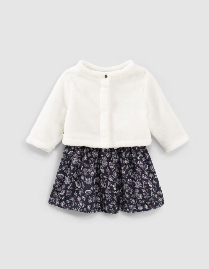 Vestido navy 2 en 1 sudadera cárdigan bebé niña-2