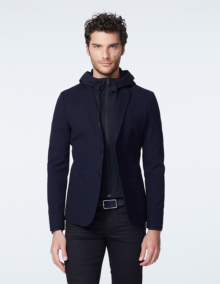 Veste marine avec parmenture à capuche WATER REPELLENT Homme-3