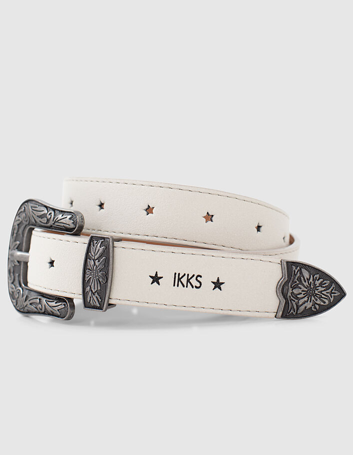 Girls’ light beige marl suede belt with cut-out stars - IKKS