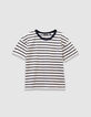 Camiseta marinera algodón rayas azul marino niña-1