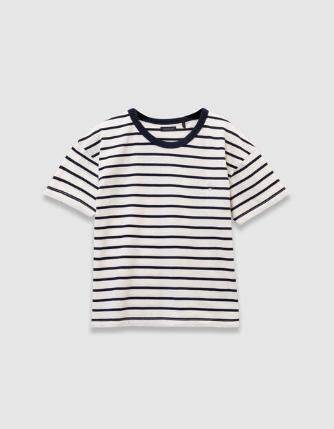 Camiseta marinera algodón rayas azul marino niña - IKKS